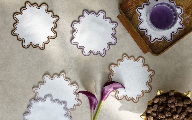 Wave Round Cocktail Napkins | Set of 6 Provence