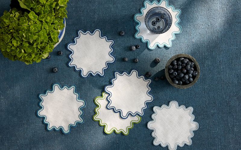 Wave Round Cocktail Napkins | Set of 6 Santorini