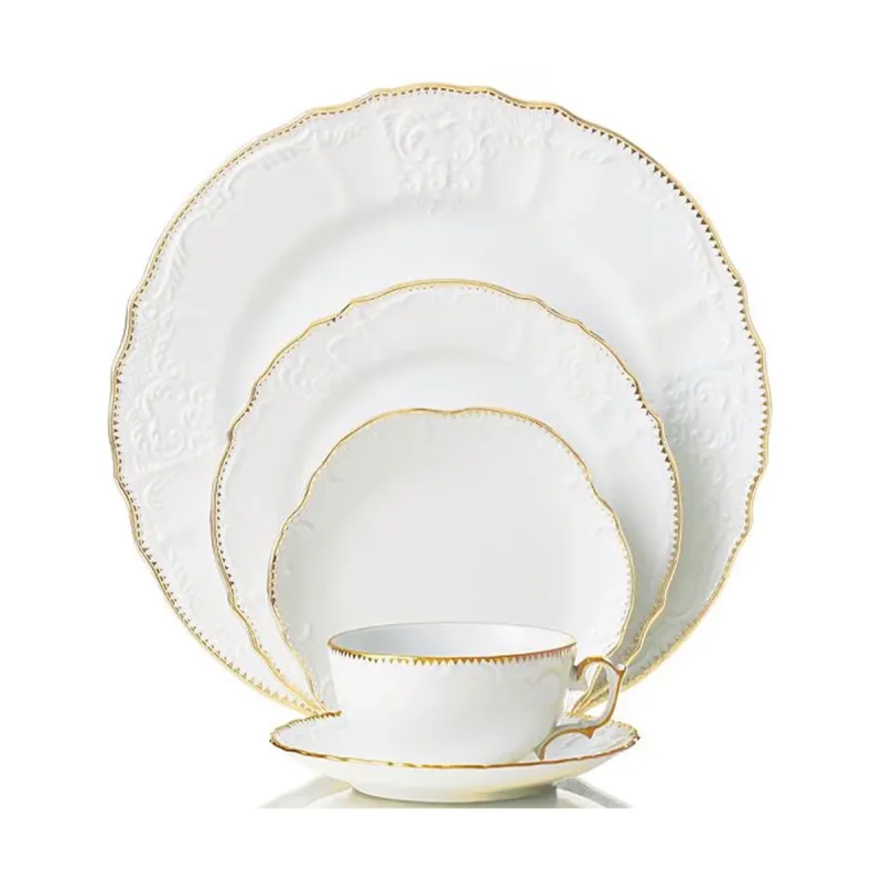 Simply Anna | Dinner Plate | White &amp; Gold