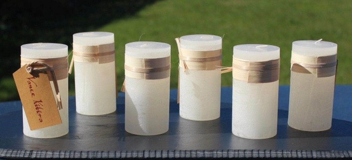 Melon White Timber Pillar Candle | 2x4