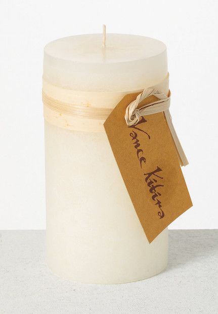 Melon White Timber Pillar  Candle | 3.25 x 6
