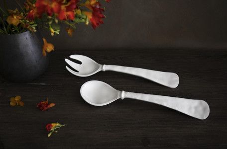 Vida Nube Large Salad Servers | White