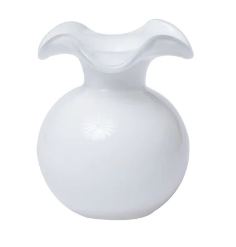 Hibiscus Glass White Bud Vase