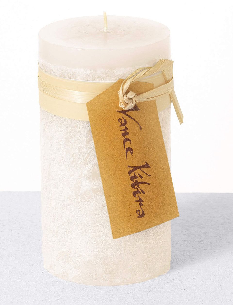 Melon White Timber Pillar Candle |  4 x 8