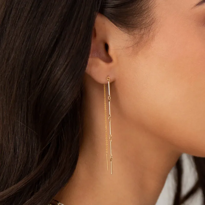 Golden Bar Threader Earrings