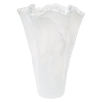 Onda Glass White Ruffled X-Tall Vase Onda Glass White Ruffled X-Tall Vase