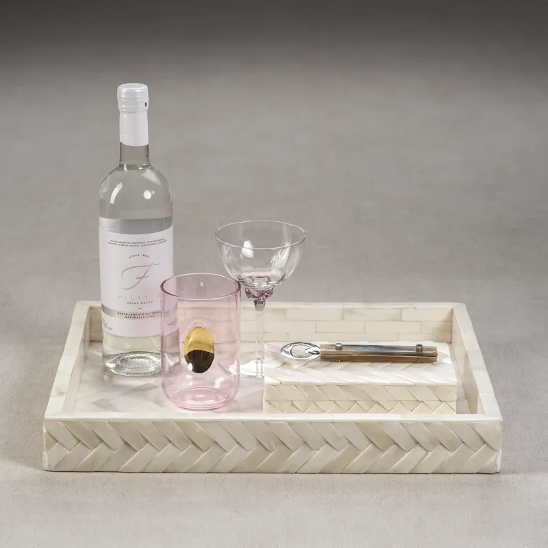 White Bone Braided Tray | Large