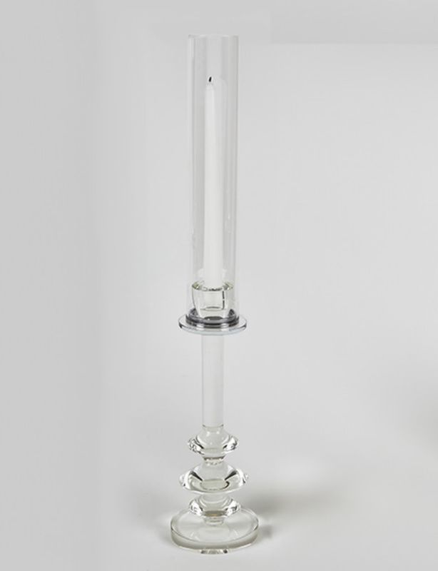 Crystal Glass Candle Holder with Shade | Medium