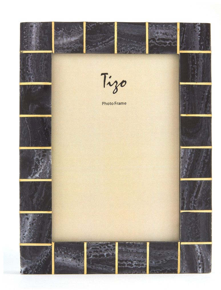 Photo Frame | Black with Brass Squares | 4 x 6
