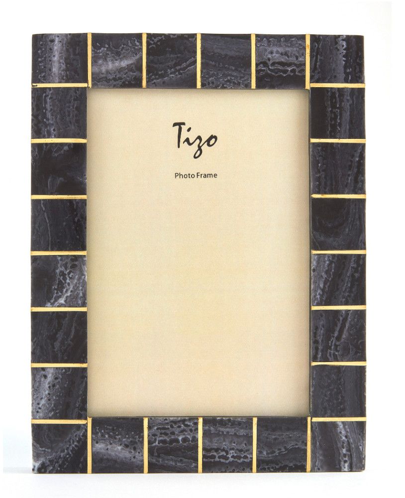Photo Frame | Black with Brass Squares | 5 x 7
