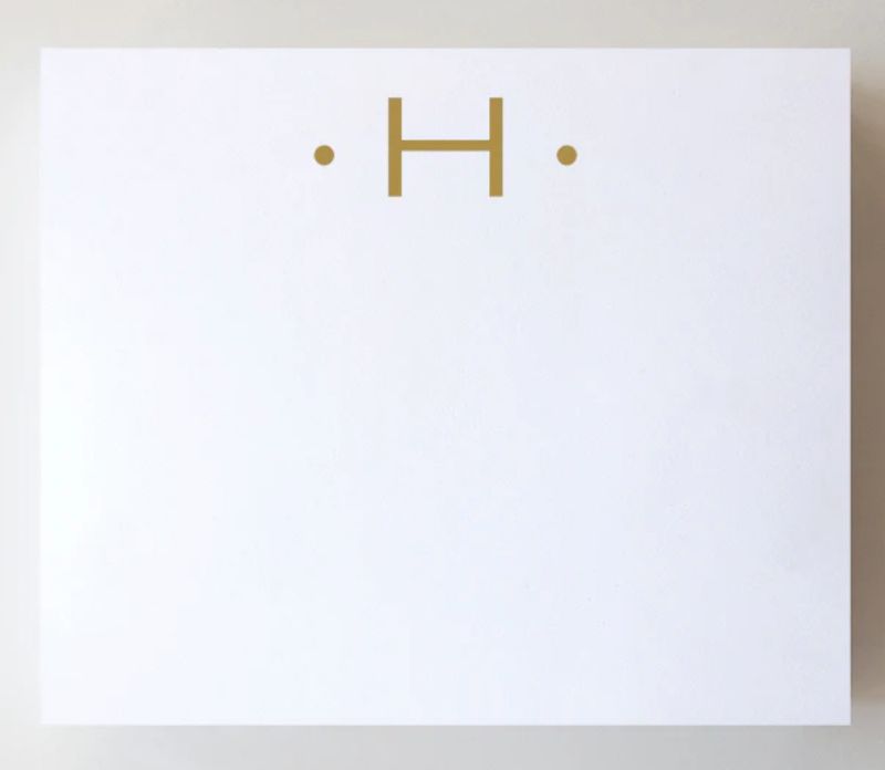 Gold Foil Large Initial Notepad | H