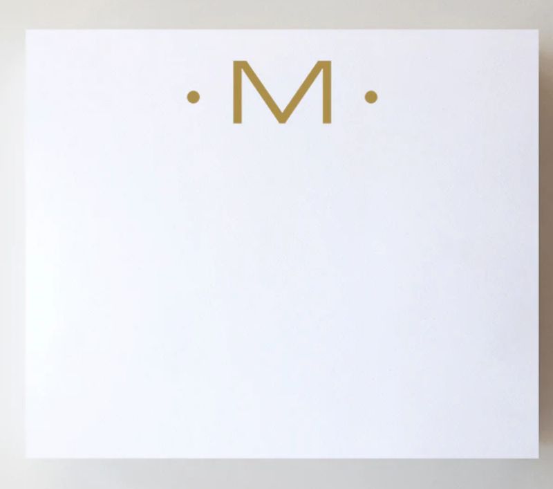 Gold Foil Large Initial Notepad | M