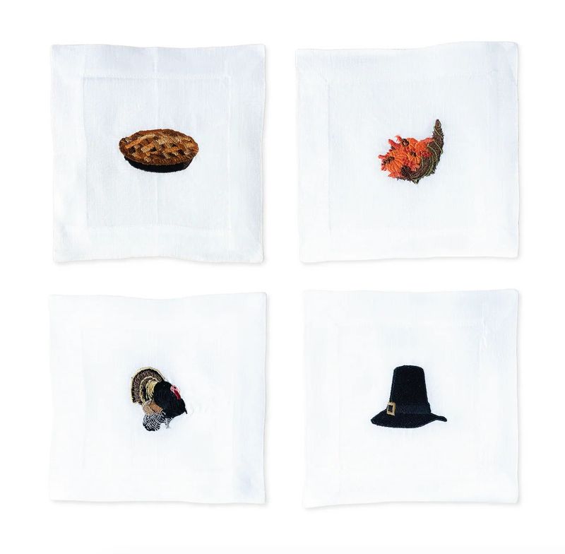 Thanksgiving Combo Set Linen Cocktail Napkins | Set of 4