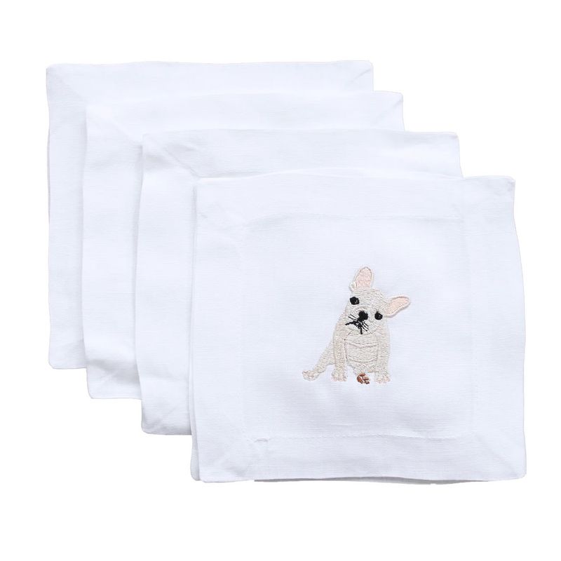 French Bulldog Linen Cocktail Napkins | Set of 4