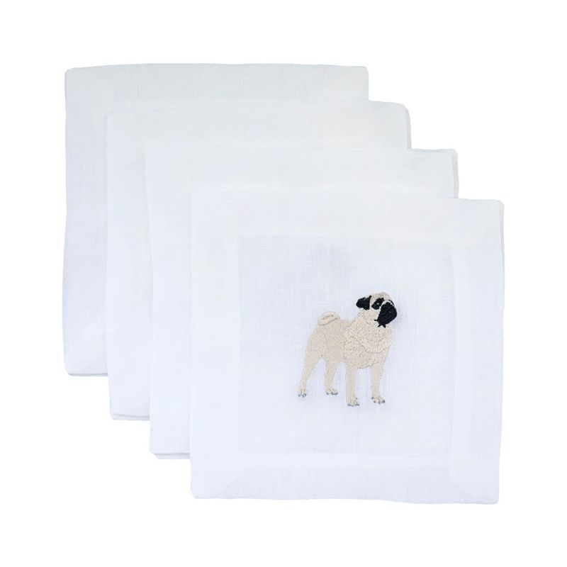 Pug Linen Cocktail Napkins | Set of 4