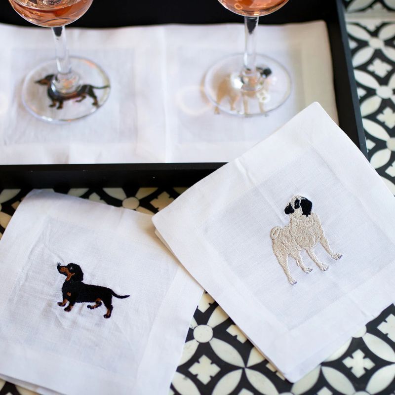 Pug Linen Cocktail Napkins | Set of 4