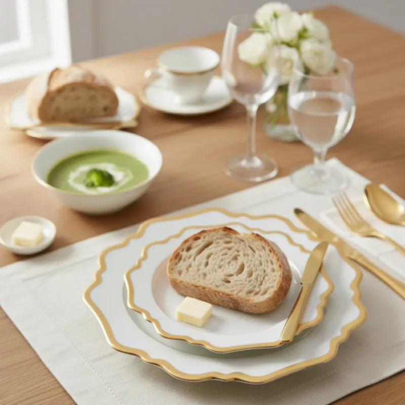Antique Dinner Plate | White &amp; Gold