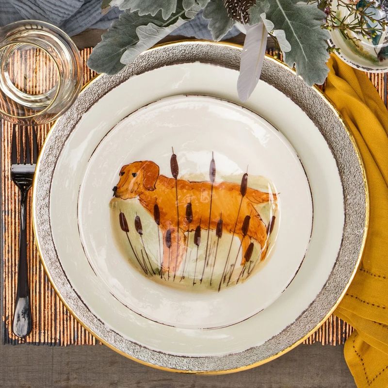 Wildlife Gold Hunting Dog Salad Plate