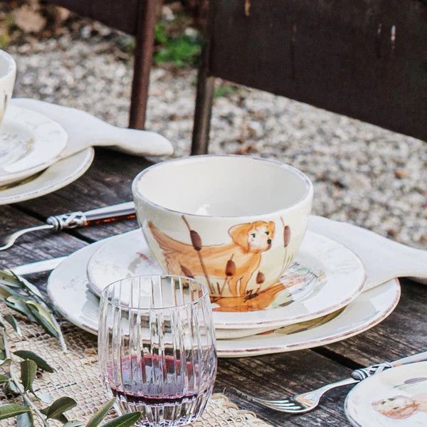 Wildlife Gold Hunting Dog Cereal Bowl