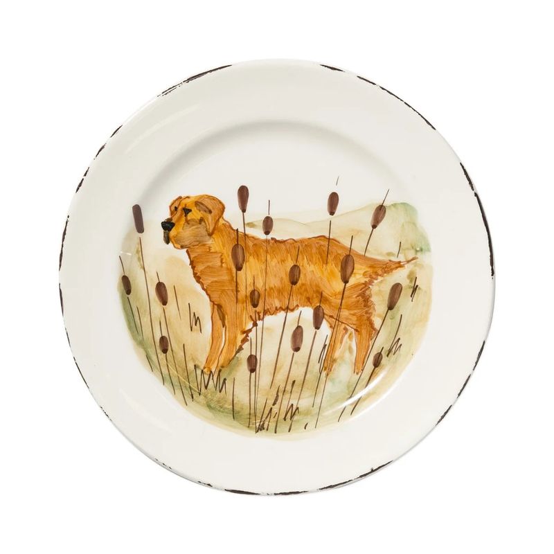 Wildlife Gold Hunting Dog Dinner Plate