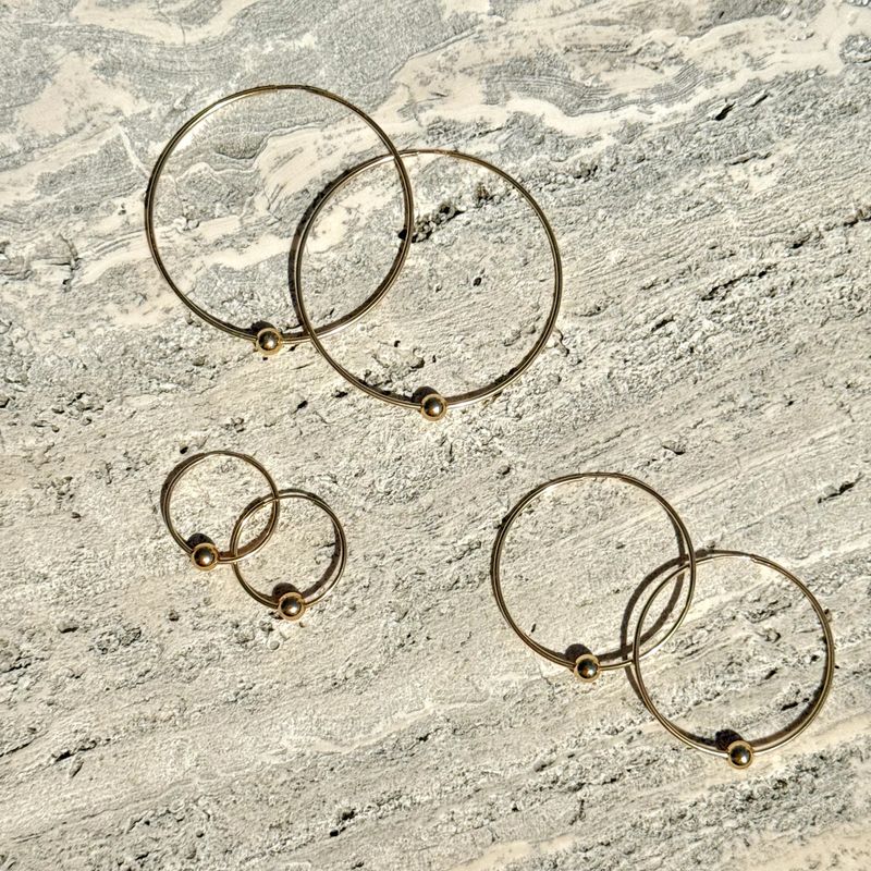 Amelia Gold Hoop with Gold Ball | Small