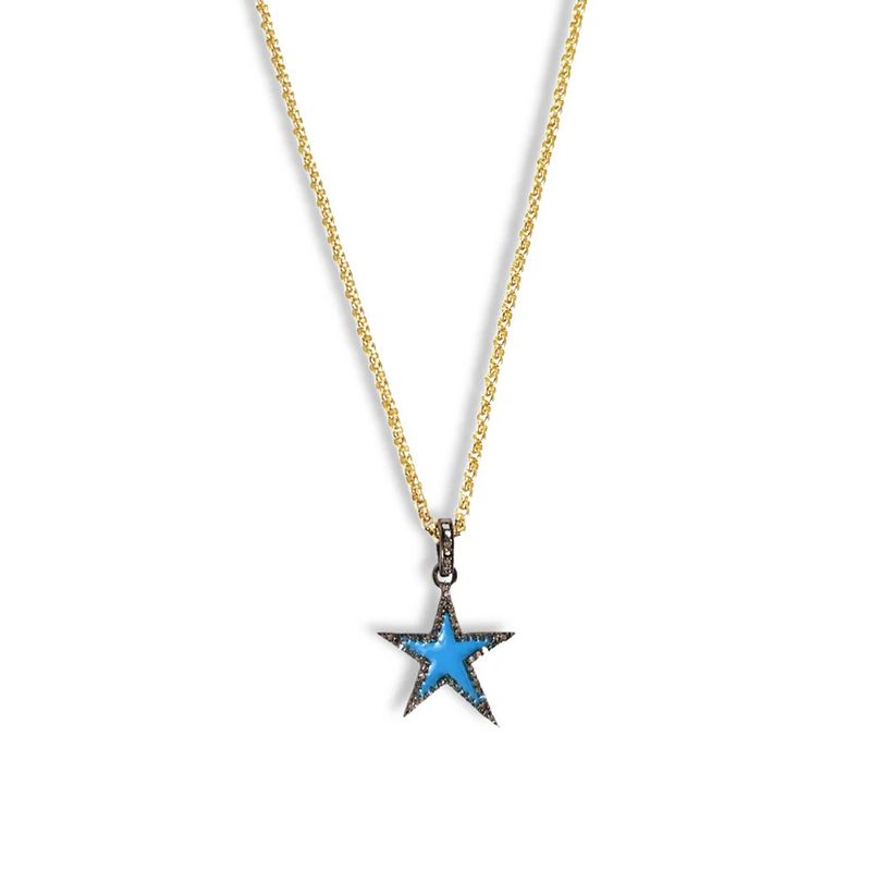 Lyra Turquoise Enamel Diamond Star Pendant