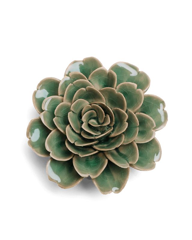 Ceramic Flower | Jungle Green Tea Rose
