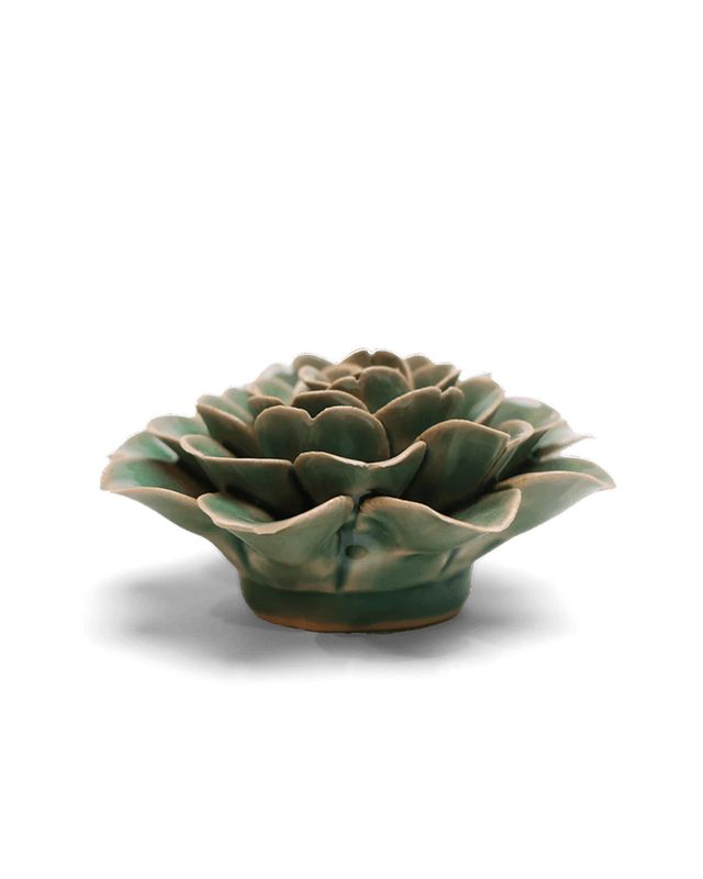 Ceramic Flower | Jungle Green Tea Rose