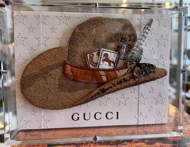 Stephen Wilson Gucci White Aspen Tan Hat | 8 x 6