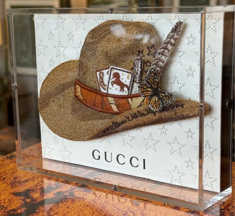 Stephen Wilson Gucci White Aspen Tan Hat | 8 x 6