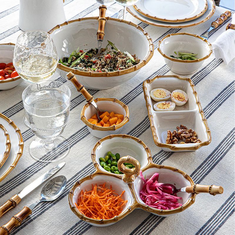 Bamboo 9" Triple Bowl Server | Natural