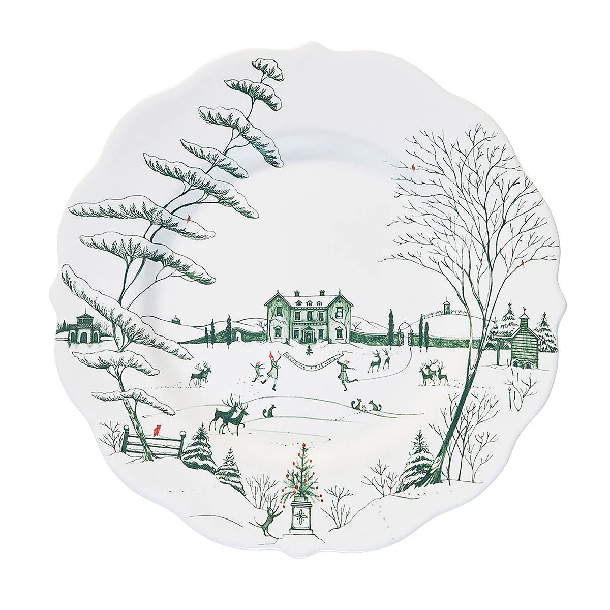Country Estate Winter Frolic | Evergreen | Set of 4 | Dinner & Salad Plates Country Estate Winter Frolic | Evergreen | Set of 4 | Dinner & Salad Plates