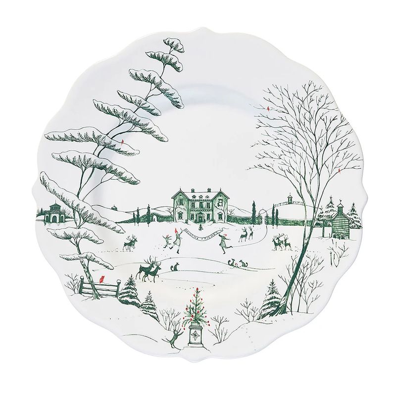Country Estate  Winter Frolic | Evergreen | Set of 4 | Dinner &amp; Salad Plates