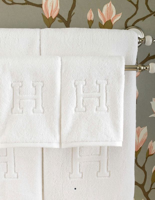 Auberge Monogrammed Bath Towel letter C | Set of 2