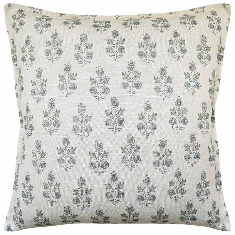 Poppy Sprig Aqua Pillow | 22x22