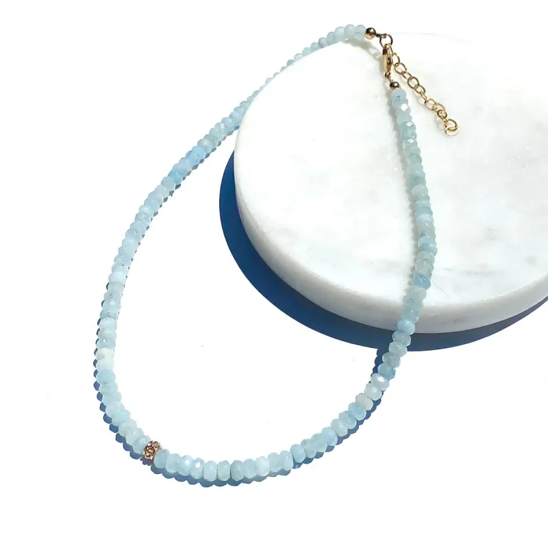 Aquamarine Gemstone Necklace | 16"