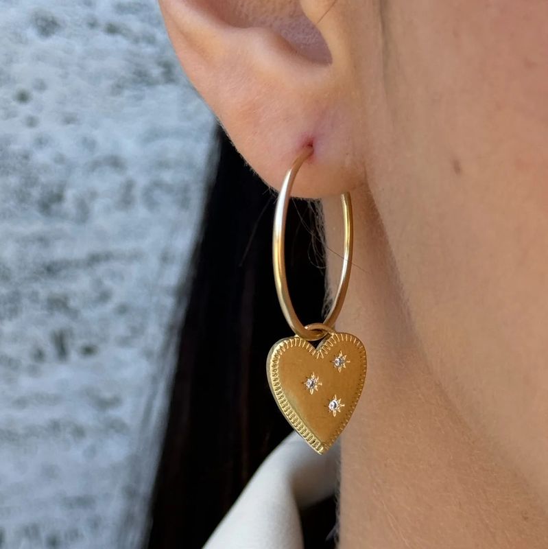 Golden Heart Dangle Earring