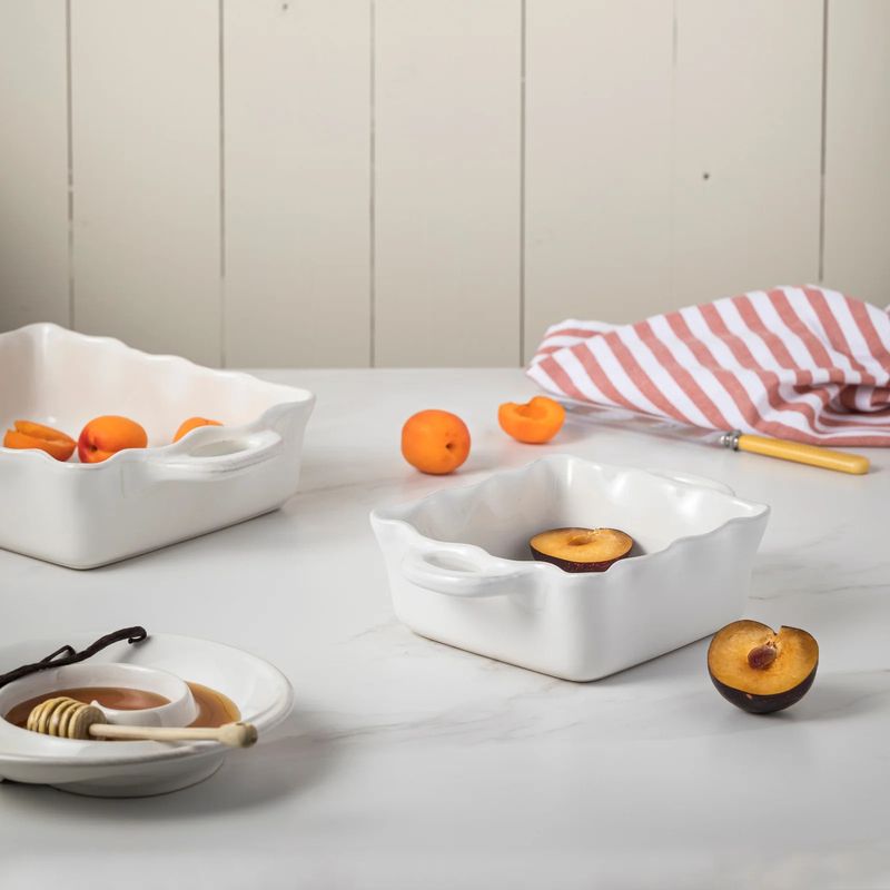 Cook &amp; Host White Ruffled Baker 10" Square