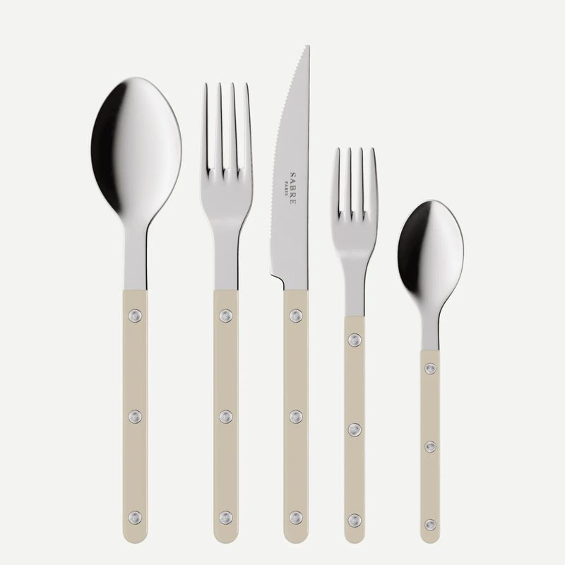 Bistrot 5 Piece Place Setting | Shiny Solid Light Kaki