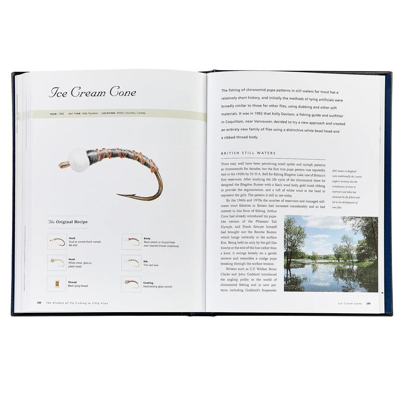 History of Fly Fishing  Navy Leather Book