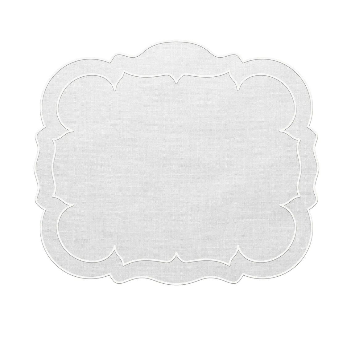 Linho Scalloped Rectangular Mat |  White |  Set/2