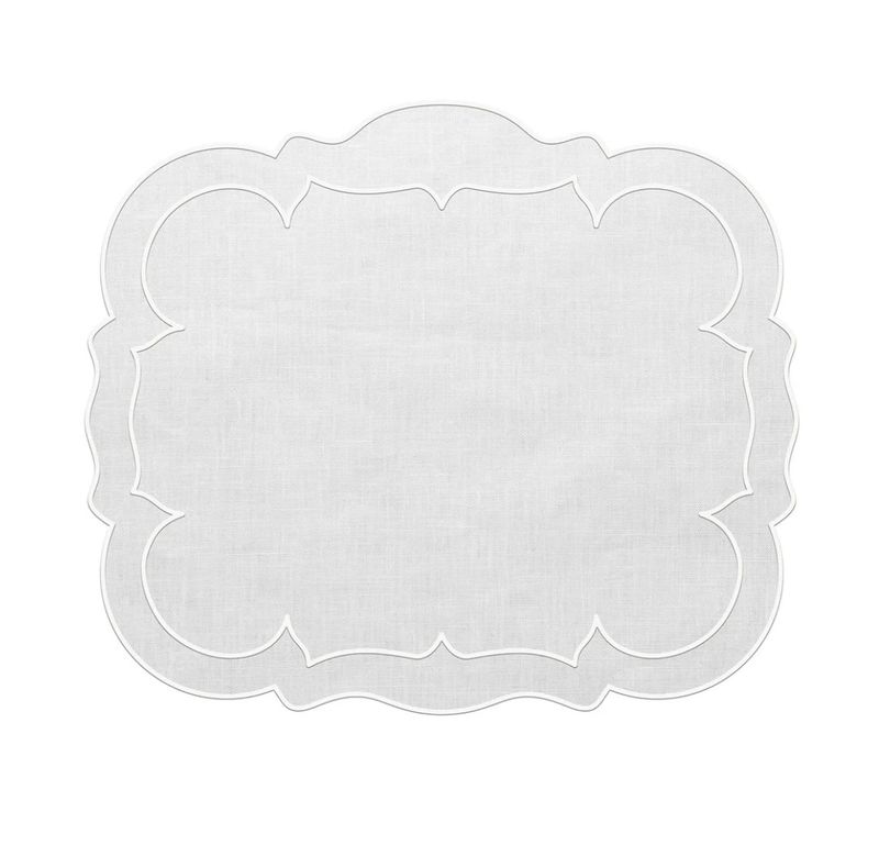 Linho Scalloped Rectangular Mat |  White |  Set/2