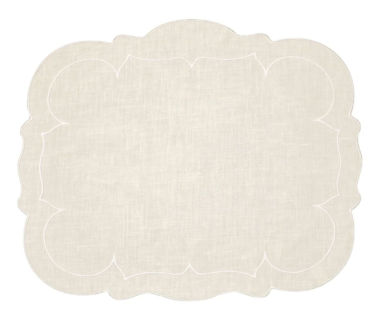 Linho Scalloped Rectangular Mat | Ivory | Set/2
