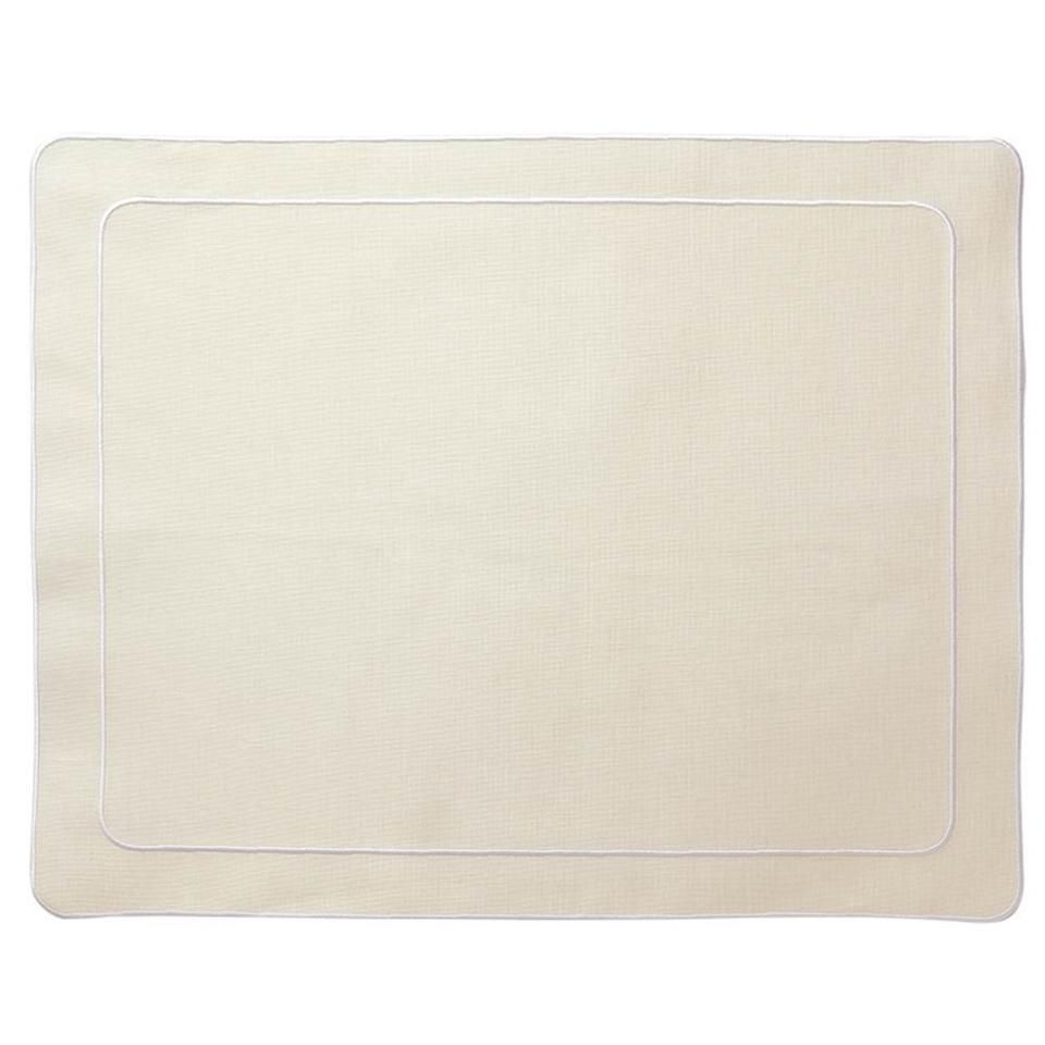 Linho Simple Rectangular Mat | Ivory/White | Set/2