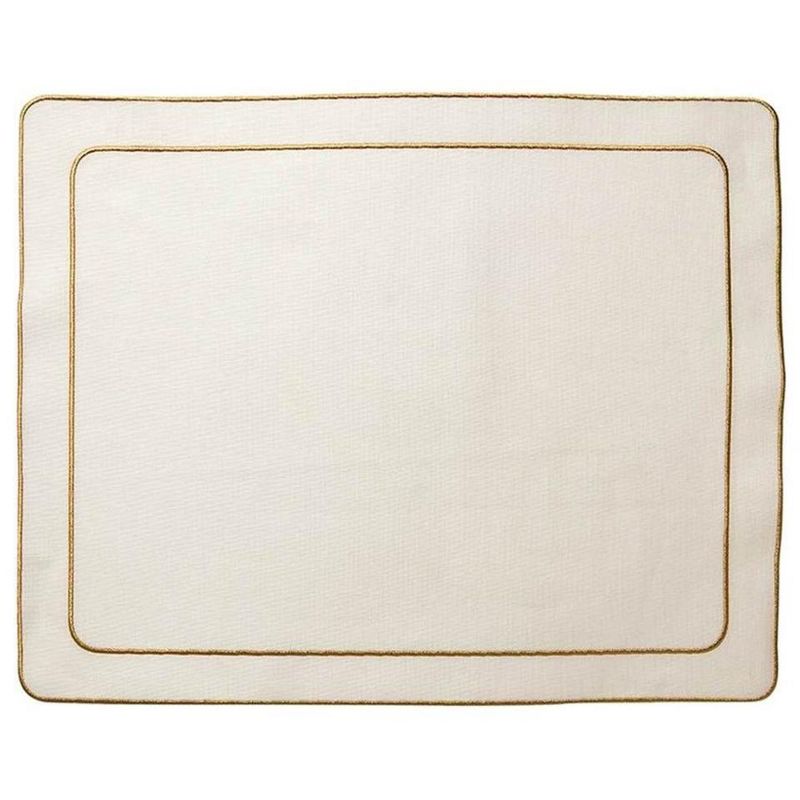 Linho Simple Rectangular Mat | Ivory/Gold | Set/2