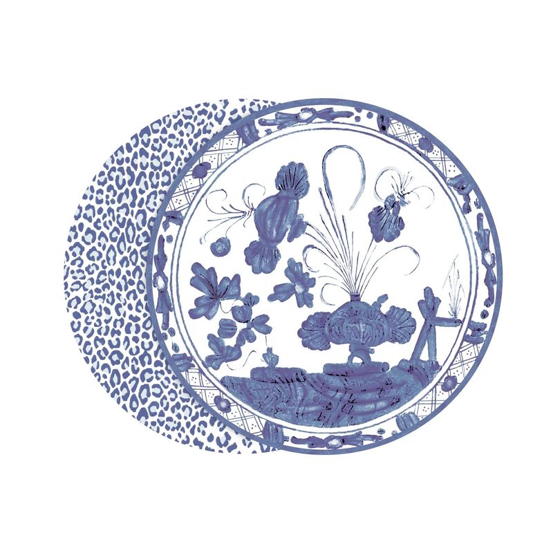 Vida Faenza & Leopard Reverse Placemat | Blue | Set of 4