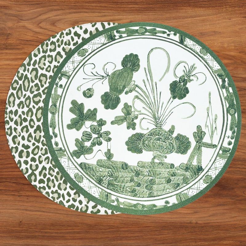 Vida F/Leopard Reversible Placemat | Green | Set of 4