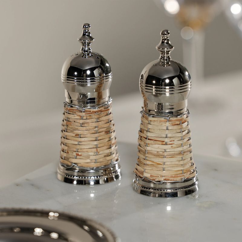 Rattan Covered Salt & Pepper Shaker Set