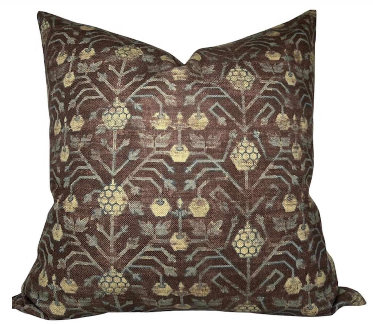 Mulberry Print / Green Backing Custom Pillow | 22x22