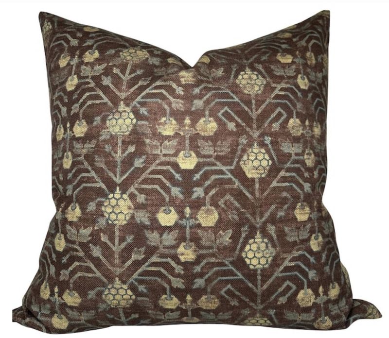 Mulberry Print / Green Backing Custom Pillow | 22x22